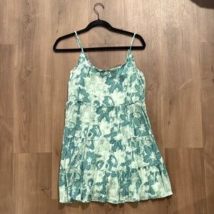 Floral Green and White Dress